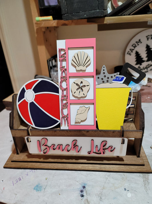 Beach Life insert, wagon insert, bench sitter, Beach life decor